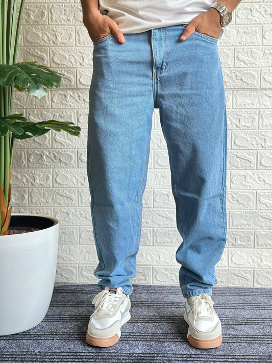 Shadow twill sky-blue baggy fit jeans